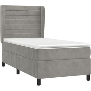 Boxspringbett mit Matratze Hellgrau 90x200 cm Samt vidaXL