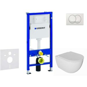 Duofix - Set Vorwandelement, wc Oudee mit Softclose-Sitz und Delta-Betätigungsplatte, weiß SANI11CA3136 - Geberit
