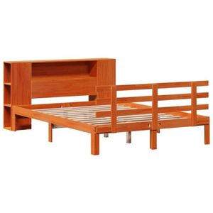 Massivholzbett mit Regal ohne Matratze Wachsbraun 120x200 cm Vidaxl