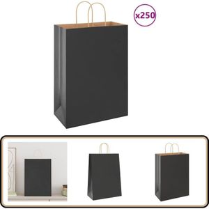 Papiertragetaschen 250 Stk. mit Henkeln Schwarz 32x17x44 cm - Vidaxl