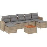 Vidaxl - 8-tlg. Garten-Sofagarnitur mit Kissen Beige Poly Rattan