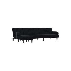 Vidaxl - Schlafsofa in L-Form Schwarz 260x140x70 cm Samt