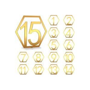 Goldfarbene Acrylschilder, 15 Stück, Hochzeits-Tischnummern mit Ständer, Nr. 1–15, Acryl-Tischkarten, Acryl-Tischschilder, für Hochzeit, Abendessen