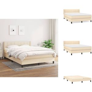 Vidaxl - Boxspringbett mit Matratze Creme 140x190 cm Stoff - Boxspringbett - Doppelbett - Cremefarbenes Bett - Bettenrahmen - Lattenrost