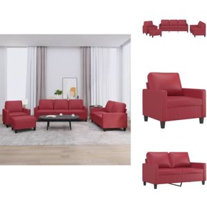 Vidaxl - 4-tlg. Sofagarnitur mit Kissen Weinrot Kunstleder - Weinfarbener Couchtisch - Ledercouch - Couchgarnitur - Lounge Möbel - Wohnzimmer