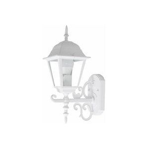 Außenleuchte Außenlampe Wandlampe Laterne Garten Eingangslampe Aluminium, Glas weiß, IP44, 1x E27 Fassung, HxBxT 44,5x18,5x24,5 cm