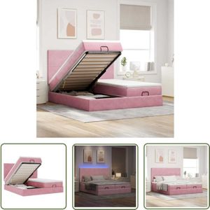 VidaXL Ottoman-Bett mit Matratzen & LEDs Rosa 180x200 cm Samt