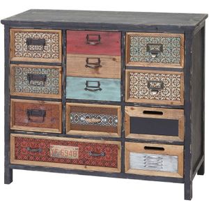 HHG - Apotheker-Schrank 069, Kommode, Tanne Holz massiv Vintage Shabby-Look 84x90x32cm
