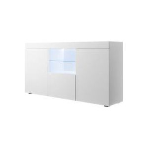 Sideboard mit led Küchenschrank Kommode Wohnzimmerschrank 3 Türen Aufbewarungsschrank Buffet Esszimmer 150x80x40cm Modell Natolia Weiss Matt