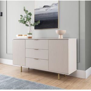 Kommode Mortia K2D3SZ Sideboard mit Schubladen und Metallfüßen Kaschmir - Furnix