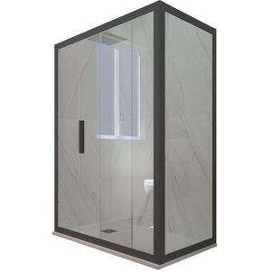 Forte - Eck-Duschkabine in pvc 75x130 Klarglas Anthrazit Deco Duo