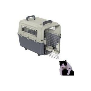 Naizy - Transportbox Katzen, 67x51x58.5cm Katzentransportbox Reise & Transport Flugzeugbox mit Metall Tür und Lüftungsschlitze Fenster Katzenbox bis