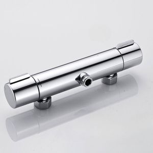 Schwarzer Thermostat-Duschmischer, Thermostat-Wannenmischer aus Messing, Badewannenarmatur mit Thermostat-Sicherheitsstopp bei 38 °c, Wandmontierter