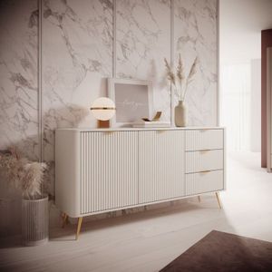 Kommode Katine 163 Sideboard mit Schubladen und Türen Beige - Furnix