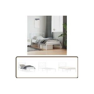 Vidaxl - Bettgestell mit Kopfteil Metall Weiß 90x200 cm - Betten Gestell - Metallbett - Weißes Bett - Single Bett - Boxspring Rahmen