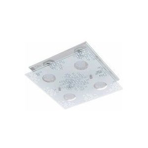 Deckenleuchte Chrom Edelstahl Glas quadratisch Deckenlampe, 4x GU10 led 4x 200 Lumen warmweiß, 29x29x8,5cm, Wohnzimmer Esszimmer Eglo 75234
