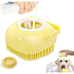 Csparkv - 8,5 x 8 x 3,5 cm, weiches Silikon-Badebürsten-Pflegewerkzeug für Haustiere mit Wassertank und Spender und Shampoo-Massage für