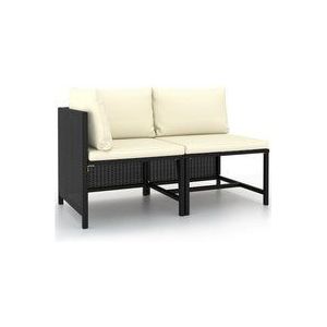 2-tlg. Garten-Sofagarnitur mit Auflagen Schwarz Poly Rattan Vidaxl