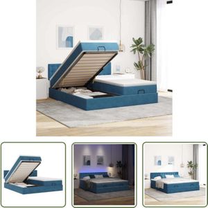 VidaXL Ottoman-Bett mit Matratzen & LEDs Dunkelblau 180x200 cm Samt