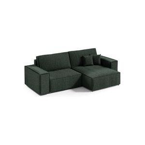 3-Sitzer-Wende-Ecksofa mit Bettkasten Isaac Mini Cord Tannengrün