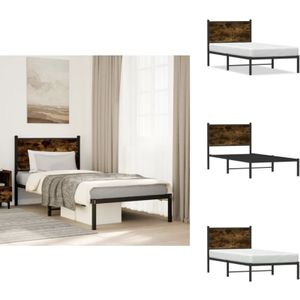 Vidaxl - Metallbett ohne Matratze Räuchereiche 90x200 cm - Metallbett - Doppelbett - Boxspringbetten - Bettenrahmen - Schlafzimmereinrichtung