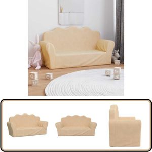Kindersofa 2-Sitzer Creme Weicher Plüsch - Vidaxl