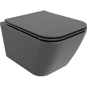 Madox rimlose Toilette mit slim Senkmechanik, Duroplast, dunkelgrau matt - 30154061 - Mexen