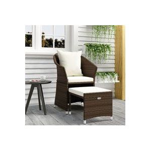 2-tlg. Garten-Lounge-Set mit Kissen Braun Poly Rattan