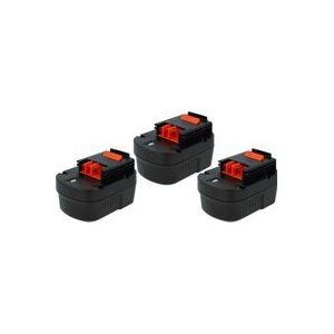 Extensilo - 3x Akku kompatibel mit Black & Decker HP126K, HP128F3B, HP12K, HP12KD, HP9019K Elektrowerkzeug (3300 mAh, NiMH, 12 v)