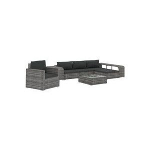 Vidaxl - 8-tlg. Garten-Lounge-Set mit Auflagen Poly Rattan Grau