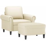 Sessel mit Hocker Creme 60 cm Kunstleder Vidaxl