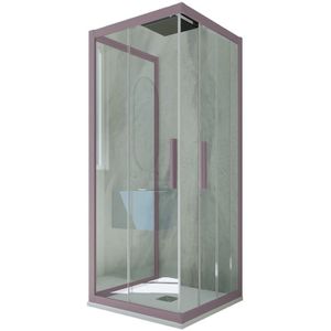 Forte - 3-seitige Duschkabine 75x110x75 Klarglas Lavendel Kolors Trio