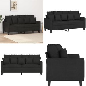Vidaxl - 2-Sitzer-Sofa Schwarz 140 cm Stoff - 2-Sitzer Sofa - Schwarzes Sofa - Wohnzimmersofa - Modernes Sofa - Gemütliches Sofa - Home & Living