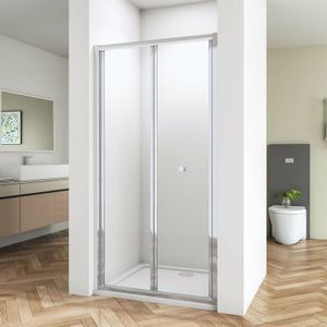 100x185cm Nischtür Falttür Duschabtrennung Duschwand esg Glas Duschkabine Dusche mit Duschtasse(100x80cm)