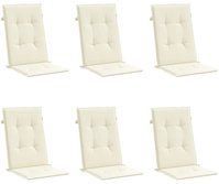 Gartenstuhlauflagen für Hochlehner 6Stk. Creme 120x50x3cm Stoff Vidaxl