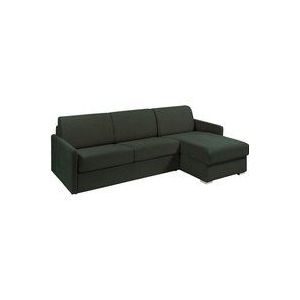 Vente-unique - Ecksofa mit Matratze - Ecke wechselbar - Stoff - Tannengrün - Liegefläche mit Lattenrost mit breiten Latten 160 cm - Matratze 18 cm