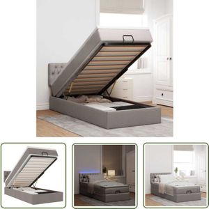 VidaXL Ottoman-Bett mit Matratze & LEDs Taupe 100x200 cm Stoff