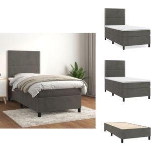Vidaxl - Boxspringbett mit Matratze Dunkelgrau 90x190 cm Samt - Samtbett - Boxspringbett - Doppelbett - Bettenrahmen - Nachttisch