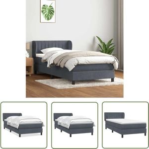 VidaXL Boxspringbett mit Matratze Dunkelgrau 80x210 cm Samt