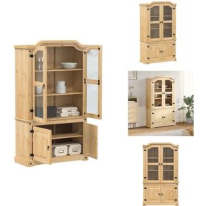 Vitrine Corona 103,5x42x180 cm Massivholz Kiefer - Holzvitrine - Sideboard - Regal - Wohnzimmermöbel - Massivholzmöbel