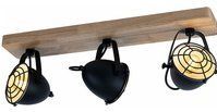 Eglo - Deckenlampe schwarz Wohnzimmerleuchte Landhaus Deckenstrahler 3-flammig Holzlampe, schwenkbare Spotleiste, Metall matt, 3x E14, LxBxH