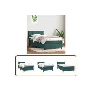 Vidaxl - Boxspringbett mit Matratze Dunkelgrün 80x210 cm Samt