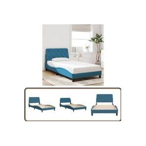 Vidaxl - Bettgestell mit Kopfteil Blau 100x200 cm Samt - Samtsofa - Blau Sofa - Modernes Bett - Doppelbett - Schlafzimmer Dekoration