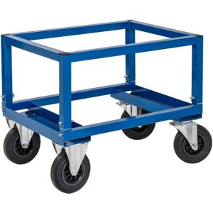 Palettenwagen in blau 650mm hoch mit Bremse für Halbpaletten 800x600mm - Kongamek