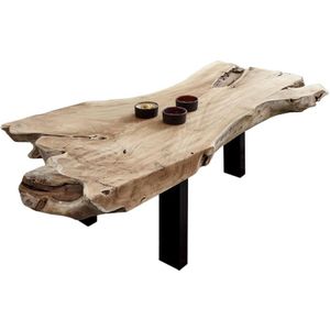 Sam Outillage - Couchtisch Beistelltisch massiv Teakholz naturbelassen 110x60x40 cm schwarz ibiza