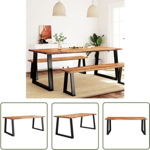 The Living Store - Esstisch Baumkante 200x90x75 cm Massivholz Akazie - Esstisch - Holztisch - Akazientisch - Wohnzimmertisch - Esszimmertisch