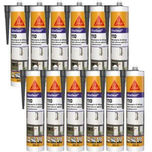 Set von 12 Silikon-Dichtstoffen Sika Sika Seal 110 Schreinerei & Verglasung - Anthrazit - 300ml