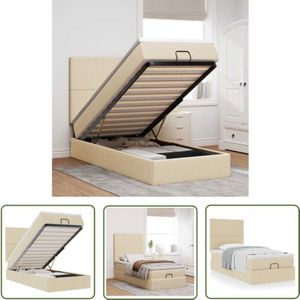 VidaXL Ottoman-Bett mit Matratze Creme 100x200 cm Stoff