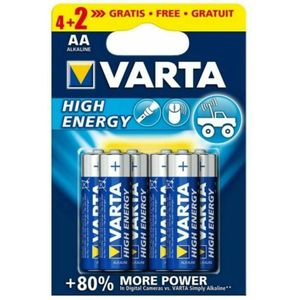 High Energy - Pack of 6 Alkaline-Batterien (LR6, aa) Farbe Blau - Varta