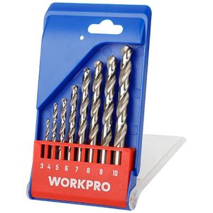 Workpro - Geschliffener Bohrer für Metall, Satz mit 8 Stück.